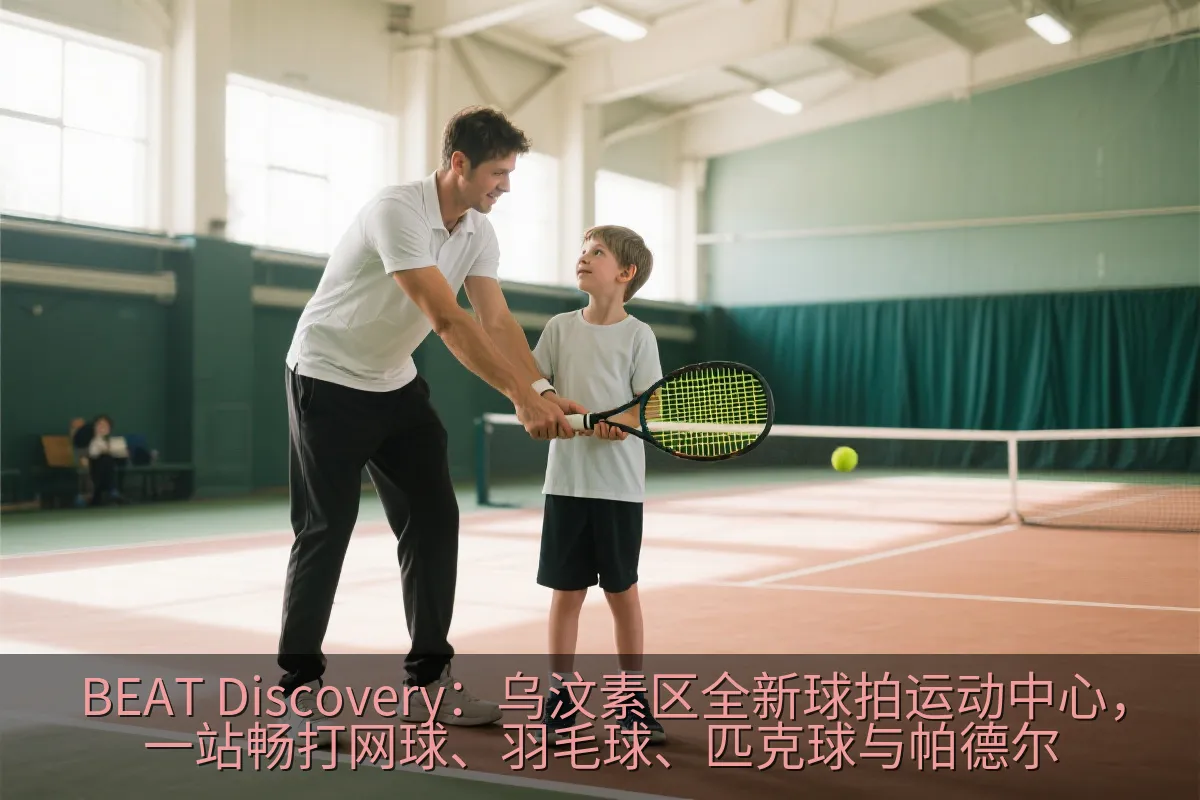 球拍运动教练在室内场地指导学员训练